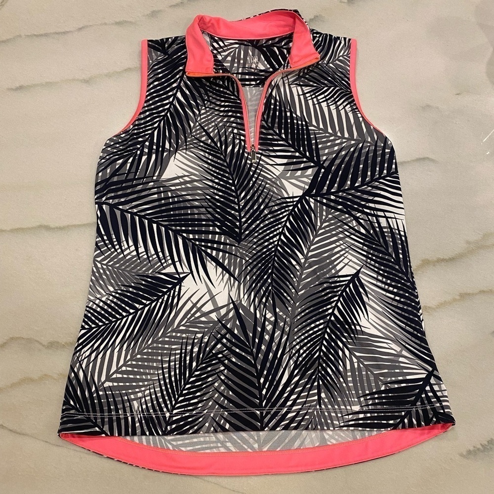 TAIL White Label Sleeveless Polo Shift size Medium Black White Coral